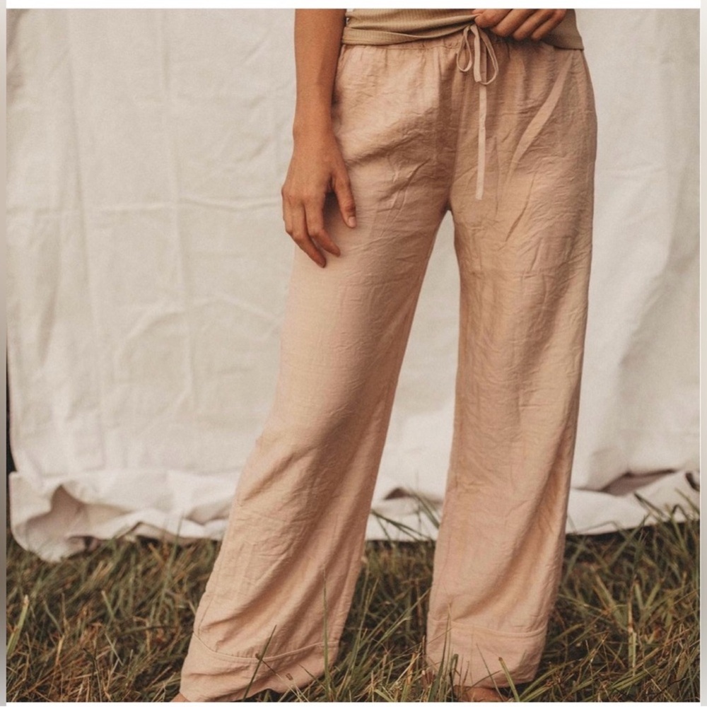 Harper Kay Sandy Day Relaxed Wide-Leg Drawstring Blush Pants
